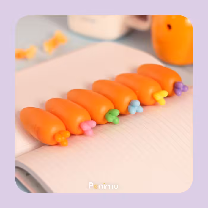 هایلایتر فانتزی طرح هویج پک 6 رنگ