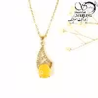 گردنبند برند طلاروس طرح کلاسیک عقیق زرد کد 10060