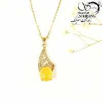 گردنبند برند طلاروس طرح کلاسیک عقیق زرد کد 10060