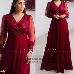 پیراهن مهمانی زنانه کرپ کش و پولک زارا مدل لیام