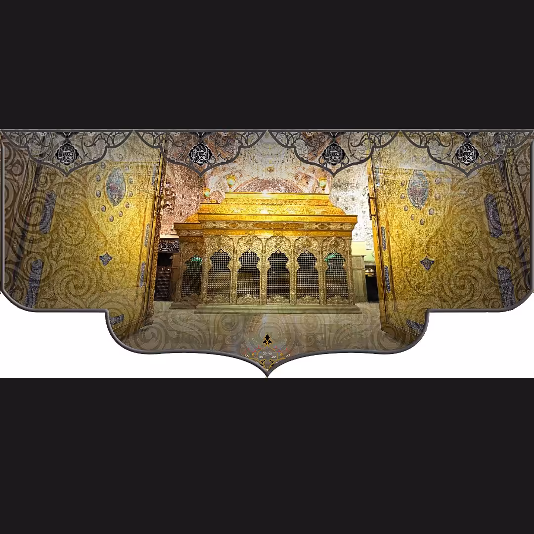کتیبه مخصوص جایگاه منقش به تصویر ضریح مطهر امام حسین(ع) سایز 140در300سانتیمتر