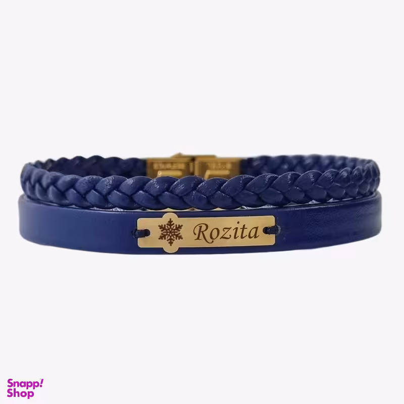 دستبند طلا و چرم 18 عیار زنانه لیردا مدل اسم رزیتا 20206