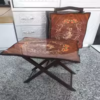 میز عسلی تاشو چمدانی  پلی استر براق مجموعه 4 عددی ( رنگ قهوه ای )