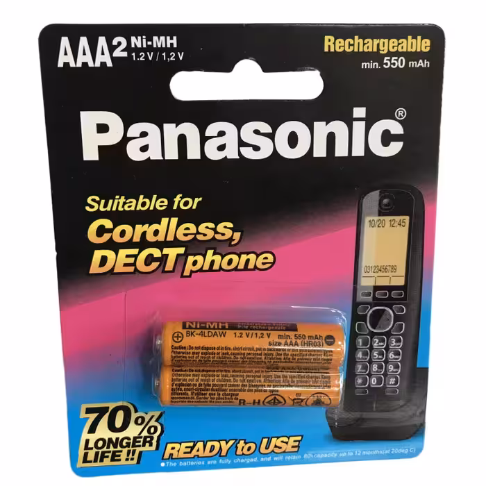 باتری نیم قلم قابل شارژ تلفن پاناسونیک مدل P-006 بسته 2 عددی