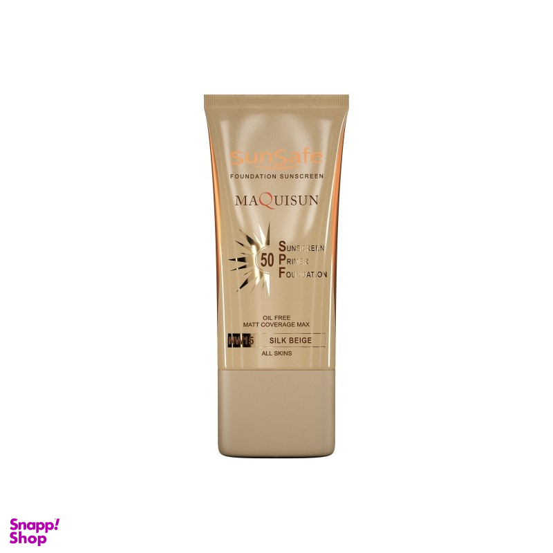 ضد آفتاب کرم پودری و پرایمری سان سیف با SPF50 رنگ بژ ابریشمی