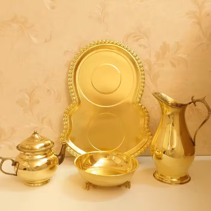 سرویس 4 تکه سماور برنجی 6 لیتری