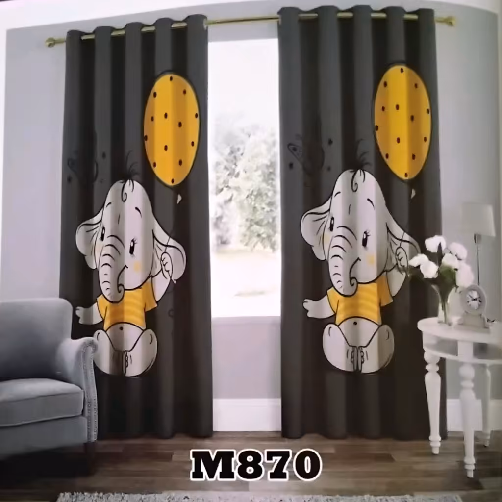 پرده چاپی پانچ اتاق کودک  دو قواره طرح کارتونی  کد m870