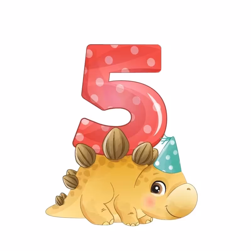 استند رومیزی تولد مدل عدد 5 طرح دایناسور فانتزی