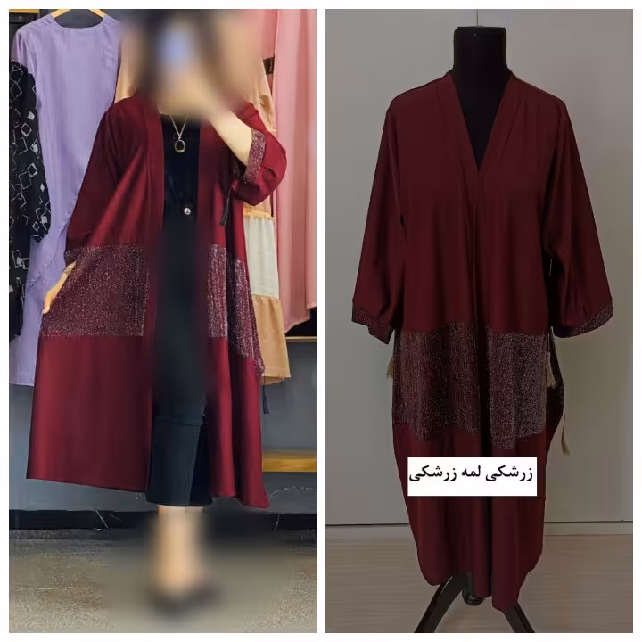 مانتو عبایی لمه دار_ قواره دار فری سایز تا 54 (قبل از سفارش از غرفه دار موجودی گرفته شود)