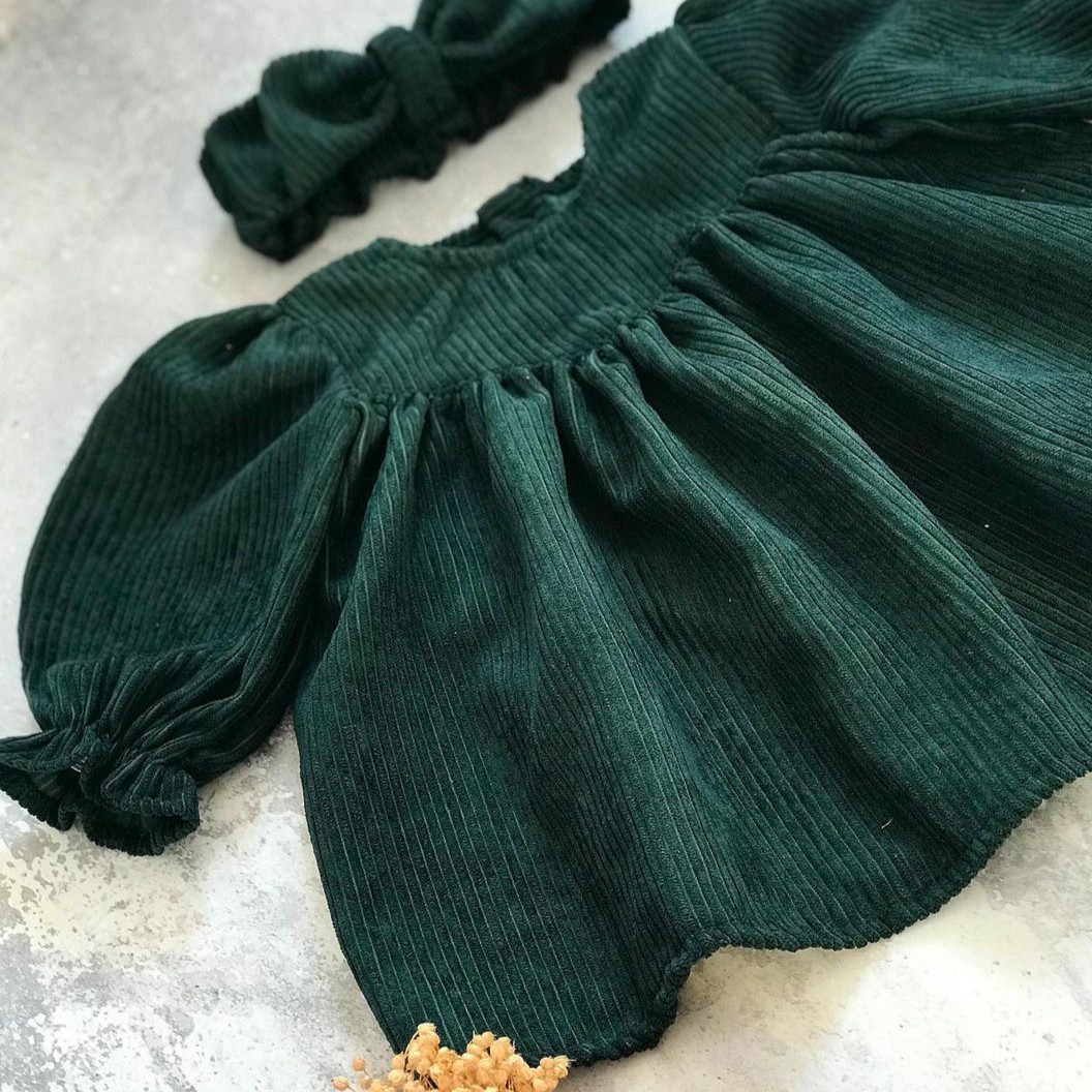 سارافون دخترانه مخمل کبریتی