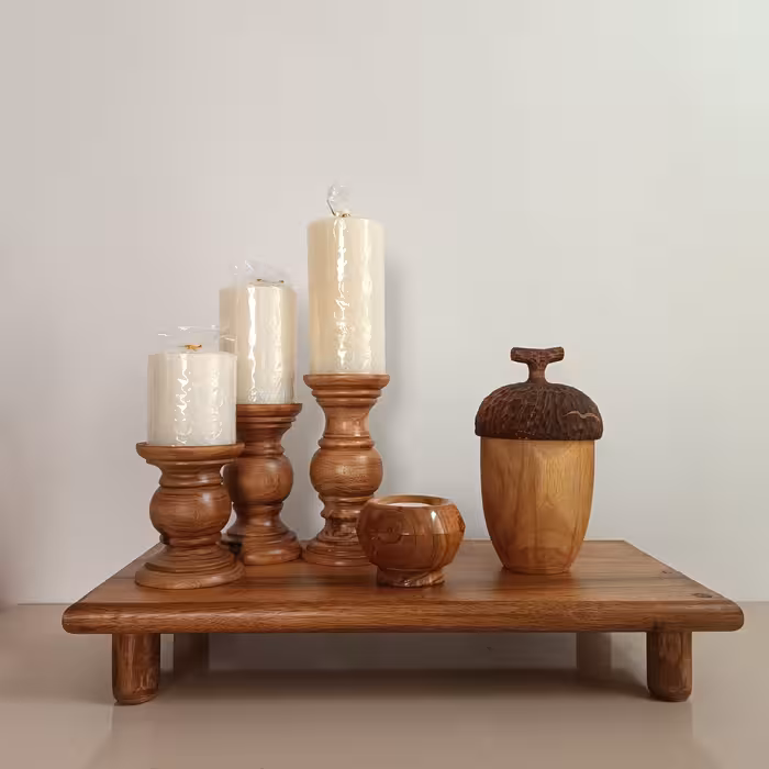 ست شمعدان چوبی سه عددی(پس کرایه)