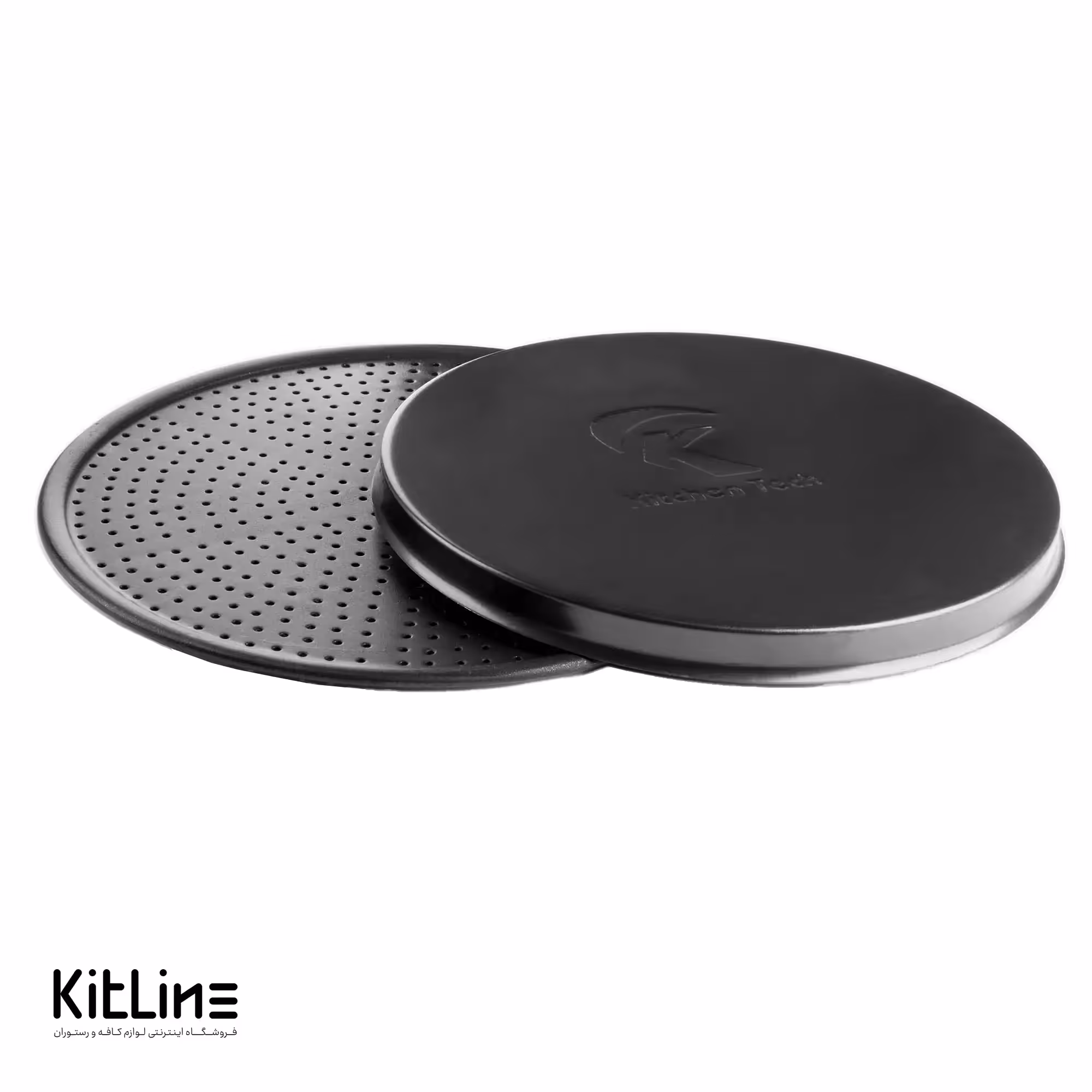 قالب پیتزا ایتالیایی آلومینیومی روکش تفلون 25 سانتیمتری همراه با در کیچن تک