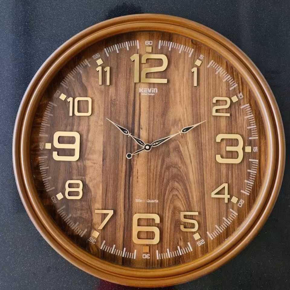 ساعت دیواری کوین تمام چوب کد 3303 داخل قهوه ای
