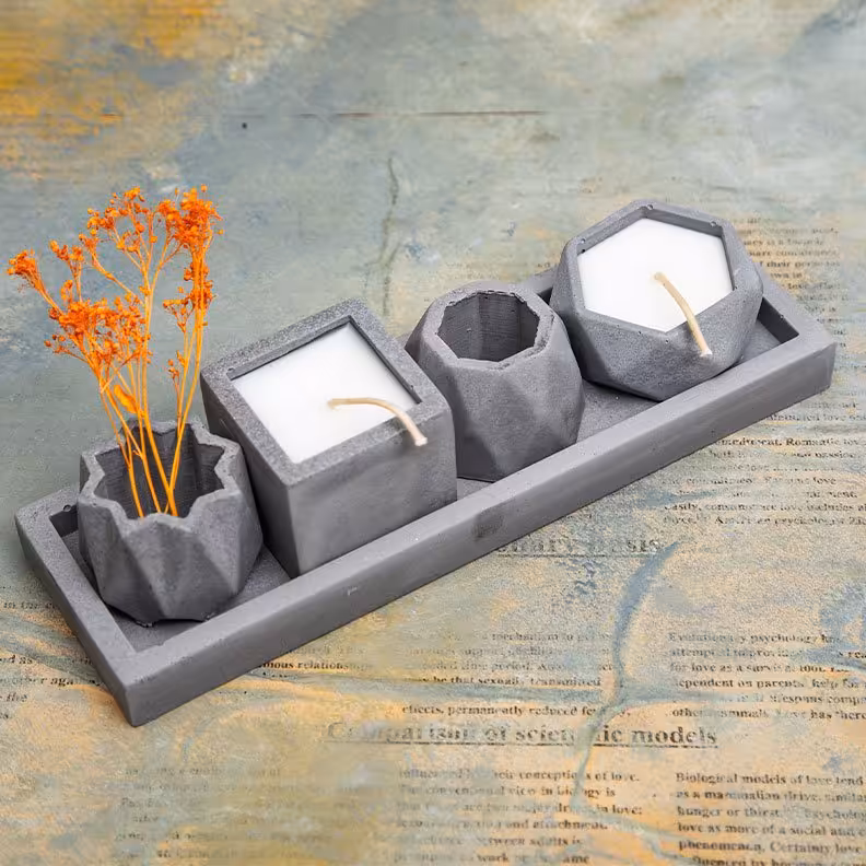 ست پنج تیکه مینیاتوری شمع و جاعودی و جاکبریتی 