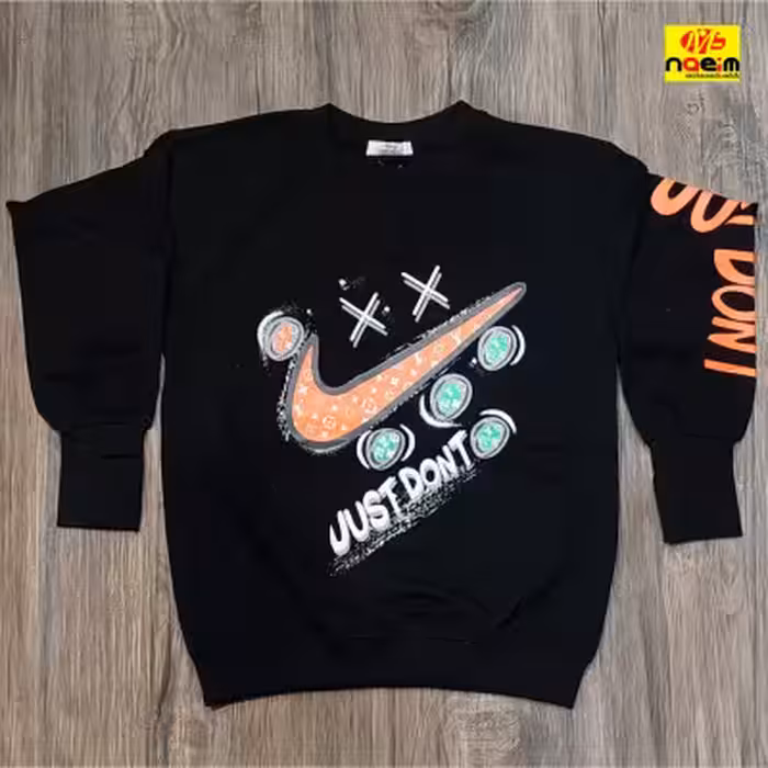 بلوز فینگردار پسرانه و دخترانه تکرنگ مشکی سایز 50 تا 70 سنین 6 تا 14