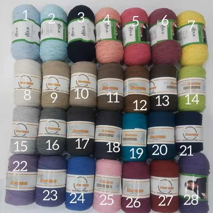 مکرومه کتان ترک باکیفیت عالی بادوام و مقاوم بدون پرز هر کلاف250گرم مناسب بافت پادری رومیزی کیف دریم کچر و...