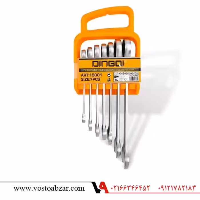 ست آچار 7 عددی یکسر تخت و رینگ جغجغه ای دینگی DINGQI مدل 15001