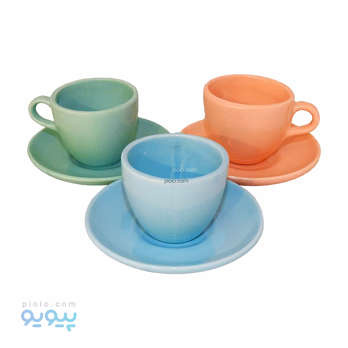 فنجان و نعلبکی سرامیکی رنگی 6 نفره