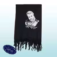 شال مشکی چاپدار طرح سردار شهید حاج قاسم سلیمانی