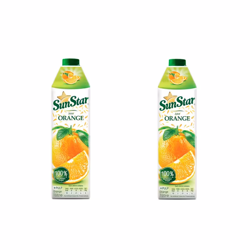 آبمیوه پرتقال طبیعی سان استار - 1 لیتر بسته 2 عددی