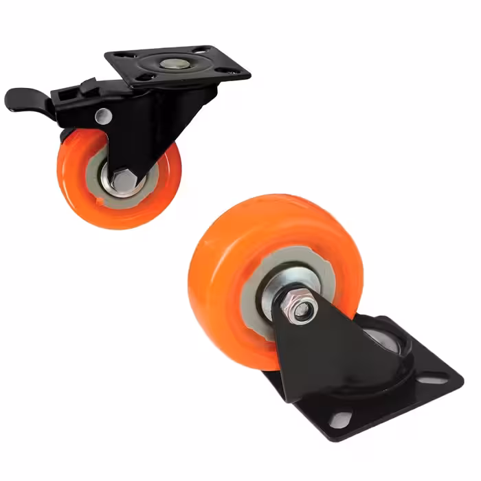 پک 4 عددی چرخ نارنجی 50 گردان ترمزدار(ارسال به صورت پس کرایه)