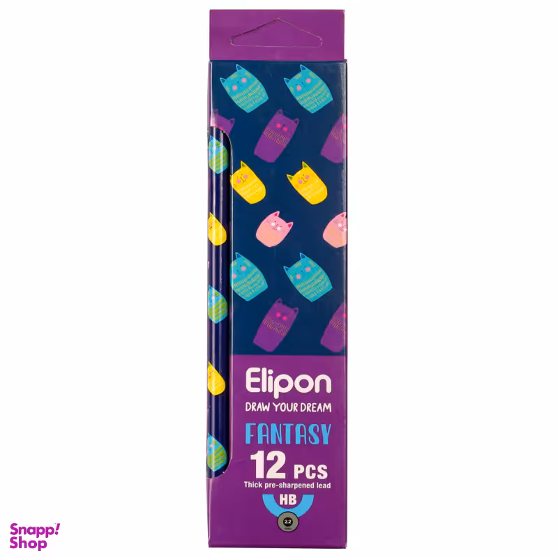 مداد مشکی الیپون (Elipone) مدل فانتزی گرد کد 8101412 بسته 12 عددی