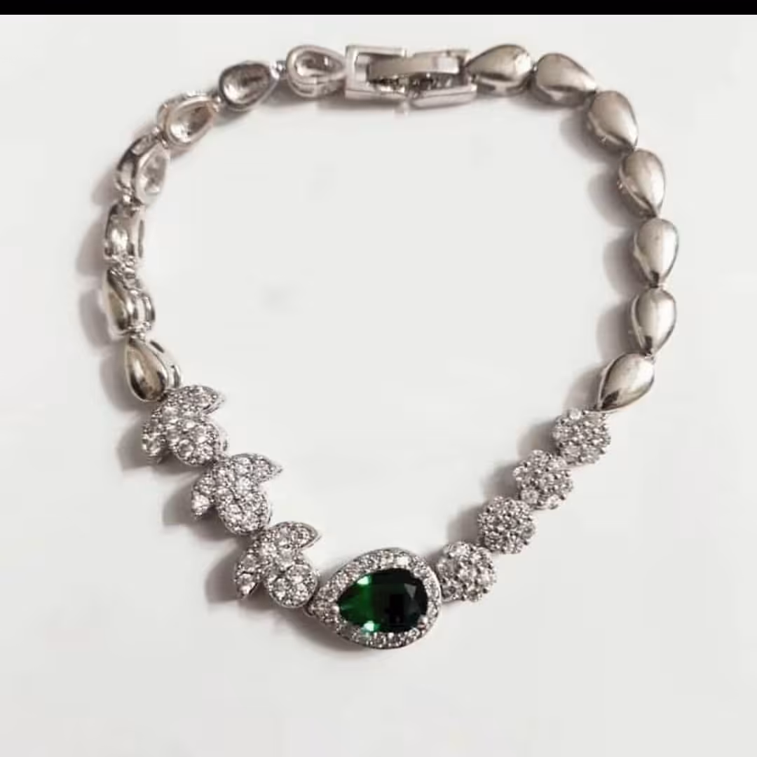 دستبند استیل رنگ ثابت نگین دار