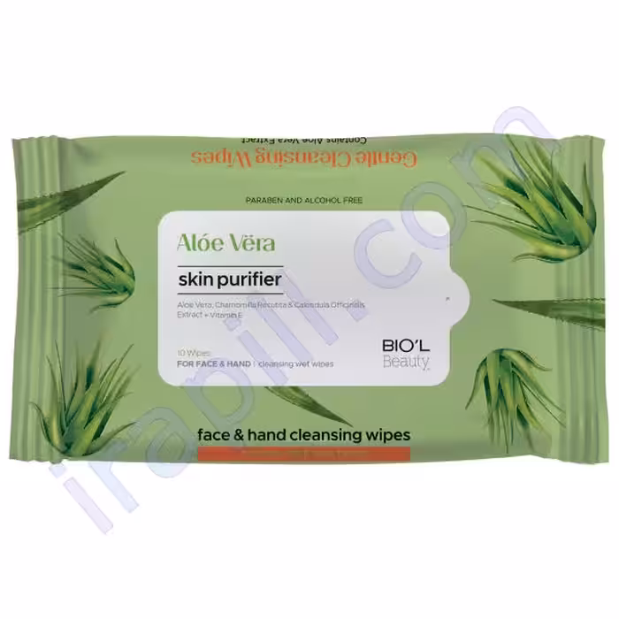 دستمال مرطوب ضد باکتری دست و صورت آلوئه ورا بیول 10 عددی