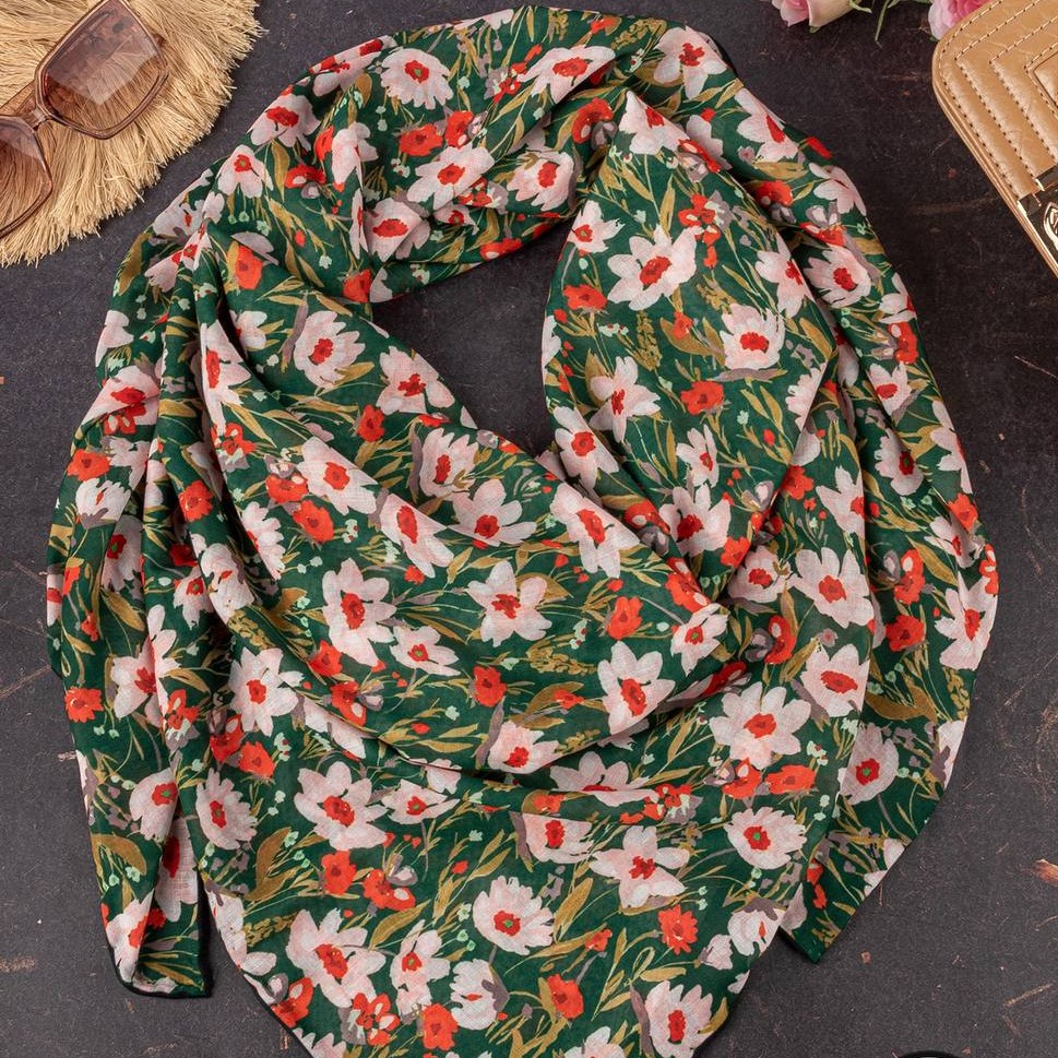 روسری تمام نخ دور دست دوز قواره140 گل گلی