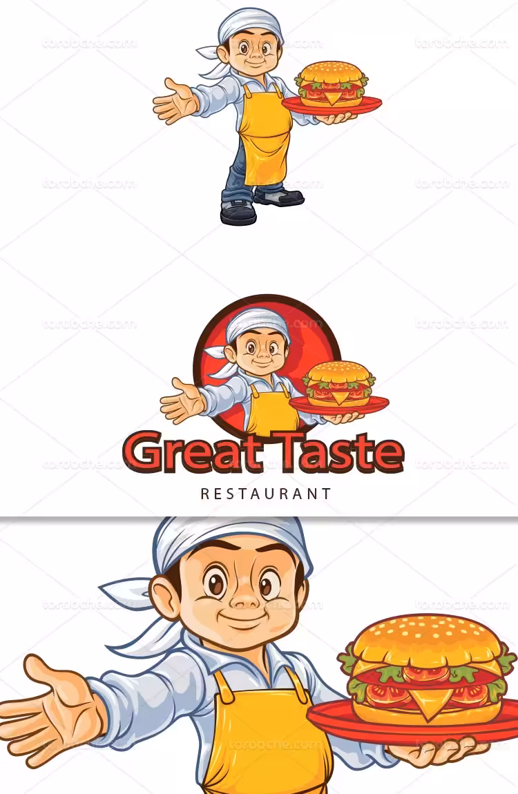 وکتور لوگو سرآشپز فست فود | گرافیک با طعم تربچه