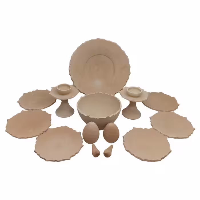  ست 14 تکه هفت سین سفالی خام مدل کمانی کد H1016 ( پس کرایه )