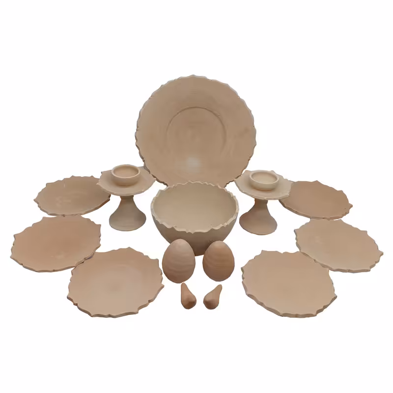  ست 14 تکه هفت سین سفالی خام مدل کمانی کد H1016 ( پس کرایه )