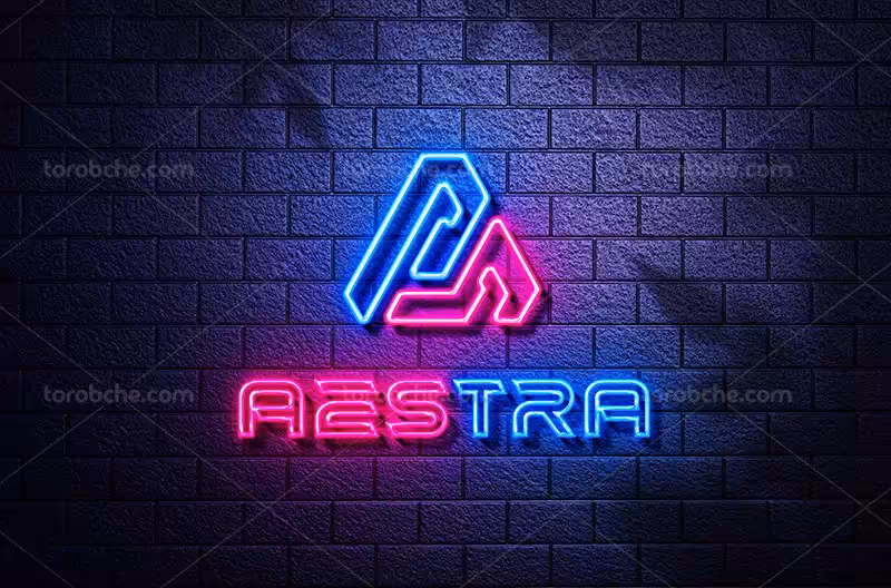 موکاپ لوگو سه بعدی نئونی | گرافیک با طعم تربچه