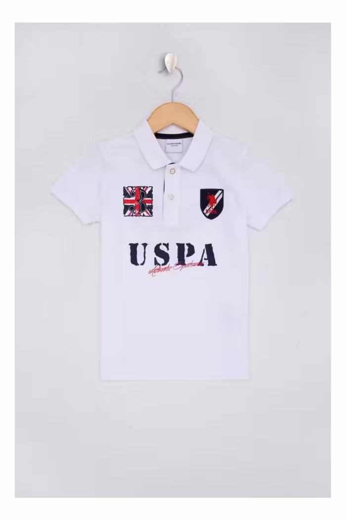 تی شرت یقه پولو سفید پسرانه و بچگانه U.S. Polo Assn.