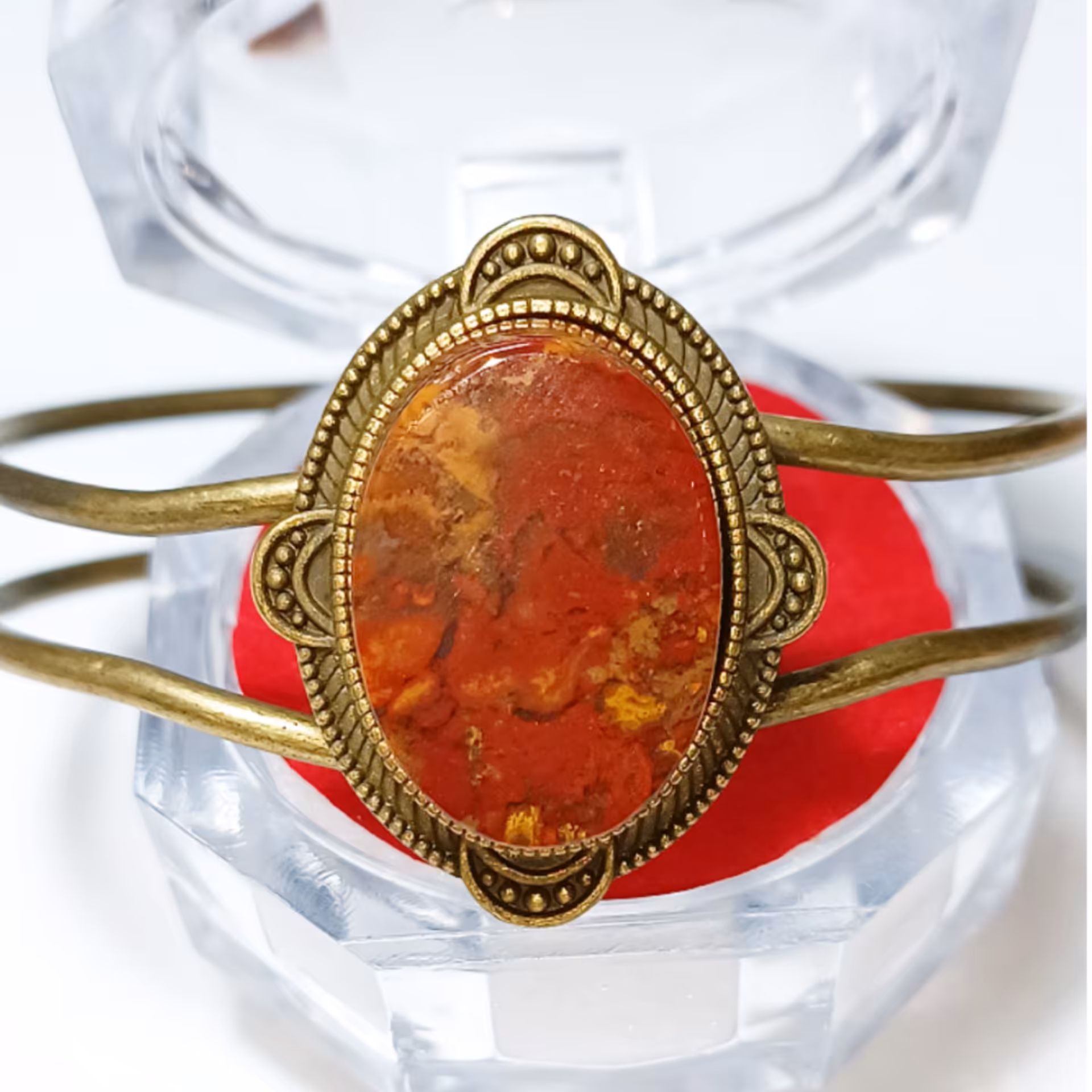 دستبند برنزی با نگین شجر پاییزه طبیعی 