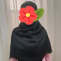 روسری مشکی ژاکارد طرح دار براق Lv