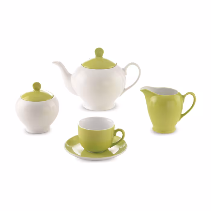 سرویس چینی زرین 6 نفره چای خوری پسته (17 پارچه)