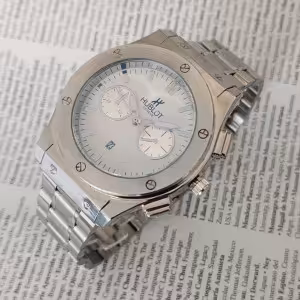 ساعت هابلوت مردانه بنداستیل نقره ای صفحه سفید