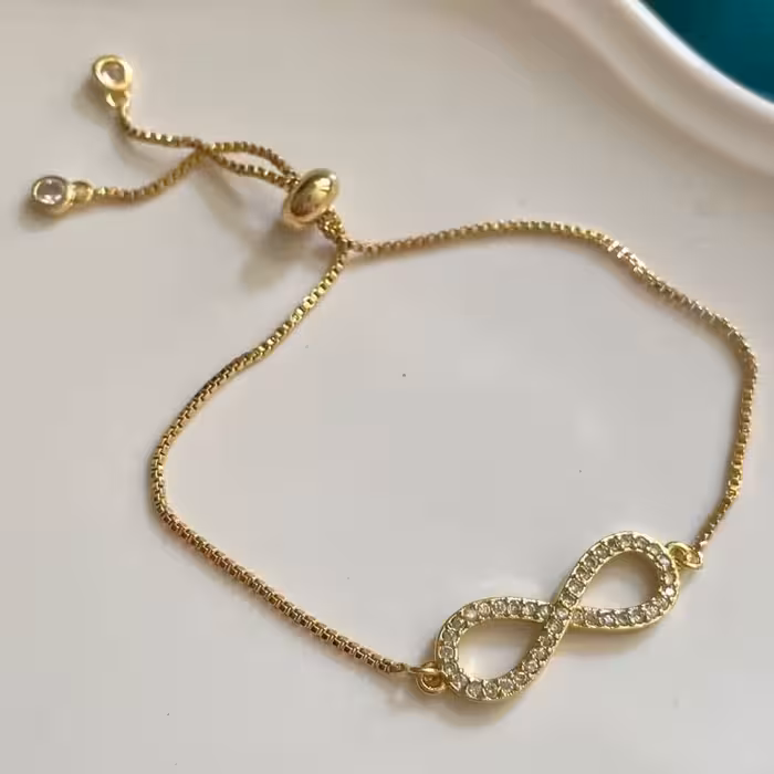 دستبند بینهایت استیل رنگ ثابت مشابه طلا 