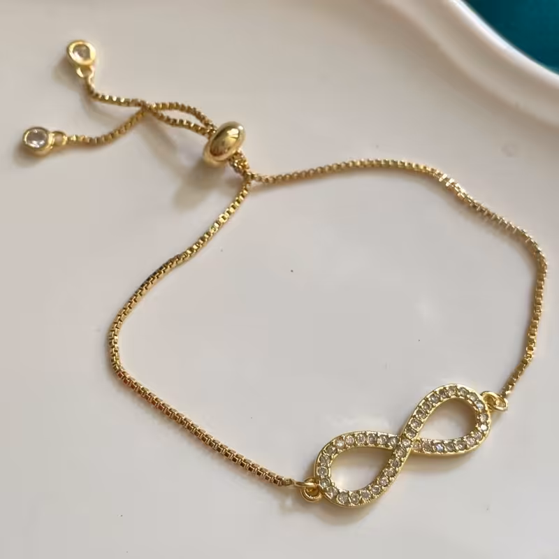 دستبند بینهایت استیل رنگ ثابت مشابه طلا 