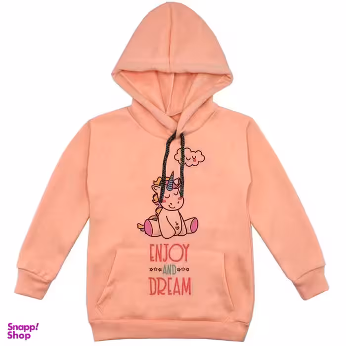 هودی دخترانه مدل تکشاخ F153 رنگ گلبهی