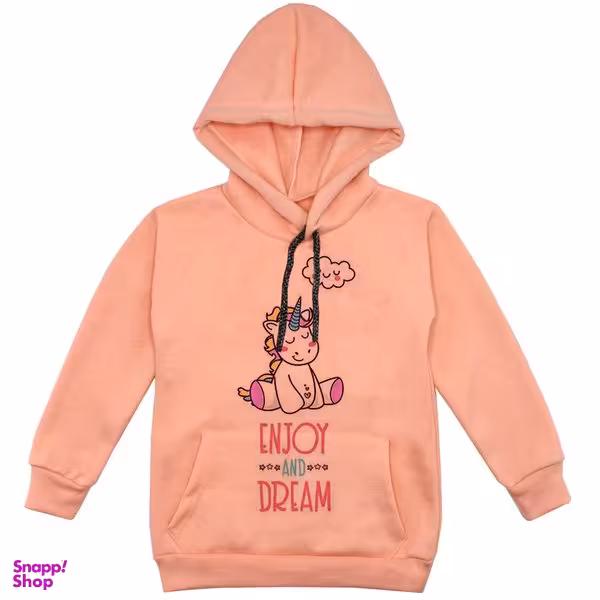 هودی دخترانه مدل تکشاخ F153 رنگ گلبهی