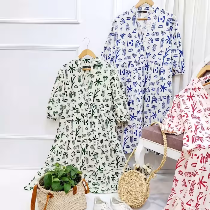 پیراهن طرح کاج کد 291 جنس لینن مناسب 38 تا 42 گاها44