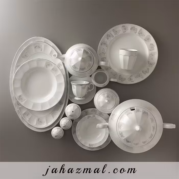 سرویس چینی زرین طرح هوراند پلاتینی 103 پارچه