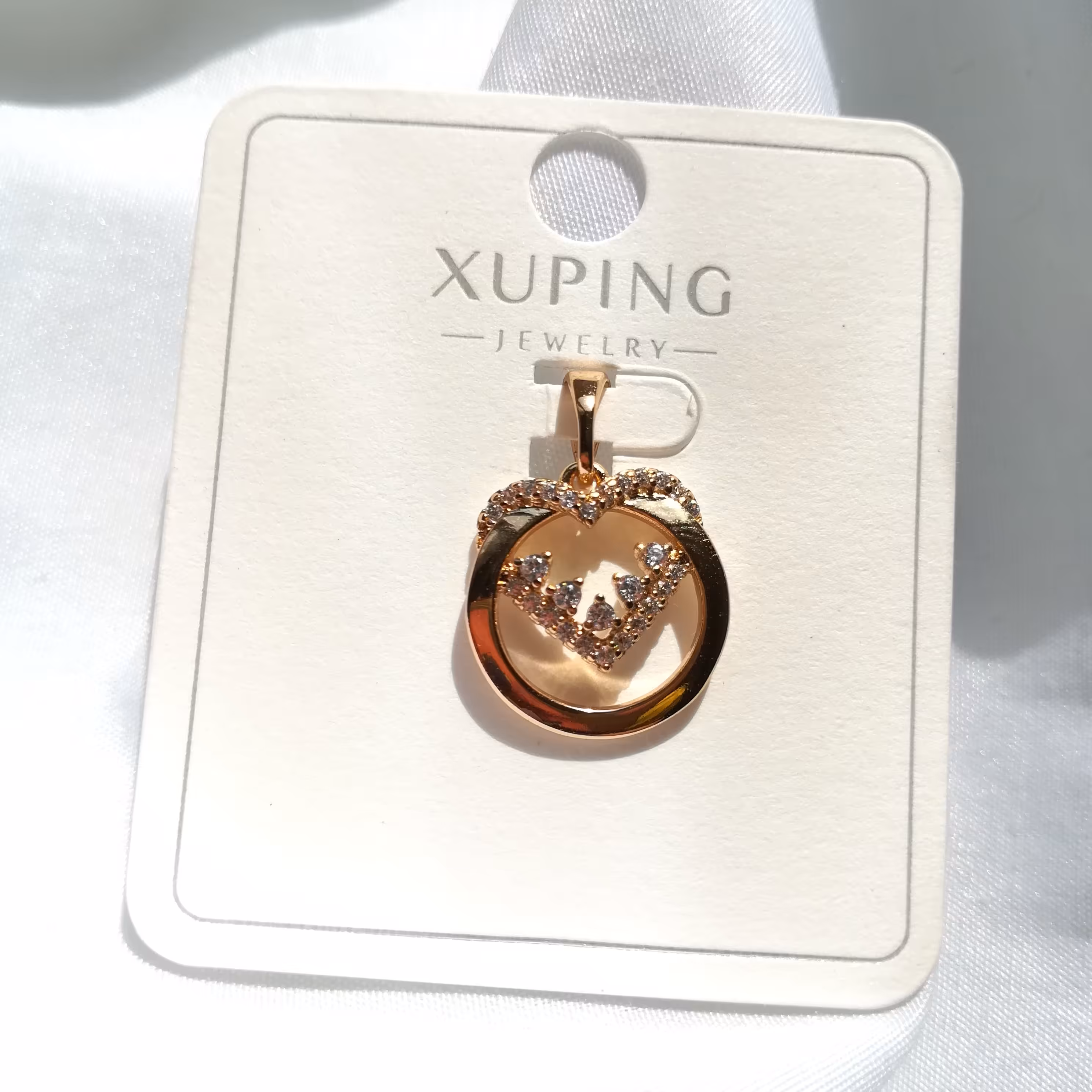 پلاک گردنبند ژوپینگ طرح طلا 4.1 گرم طرح دو قلب نگینی