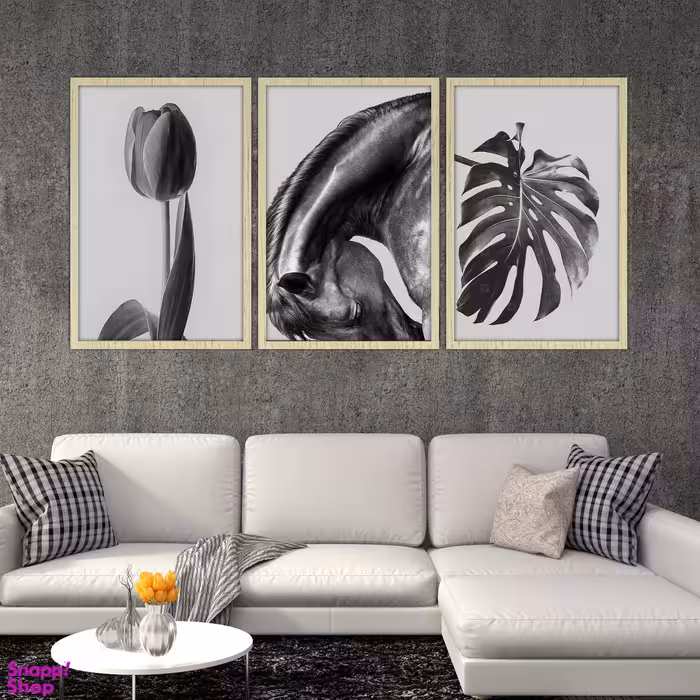 تابلو بکلیت طرح گل لاله و برگ انجیری  مدل BE-1524 مجموعه 3 عددی