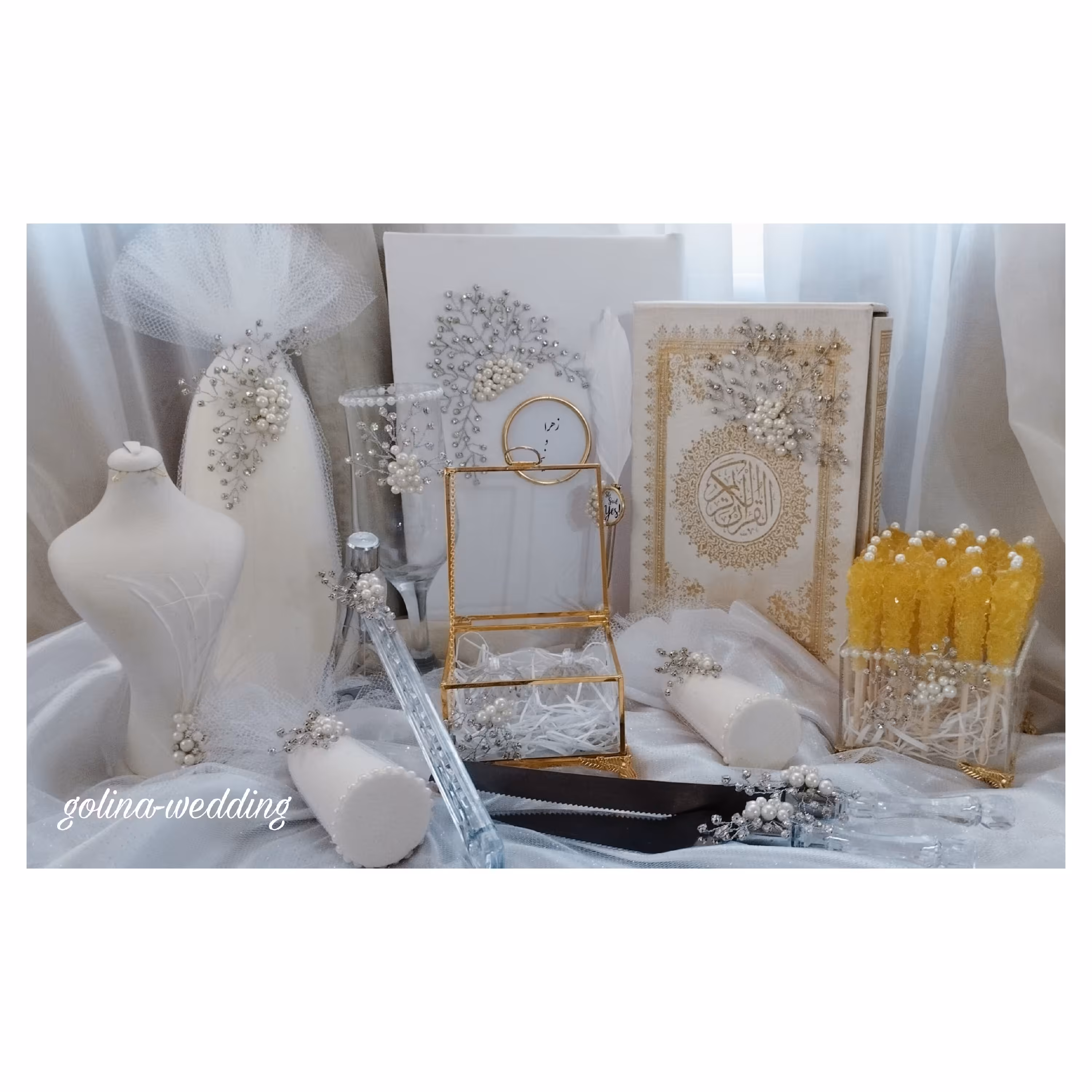 ست بله برون نگین و مروارید بسیار لاکچری 