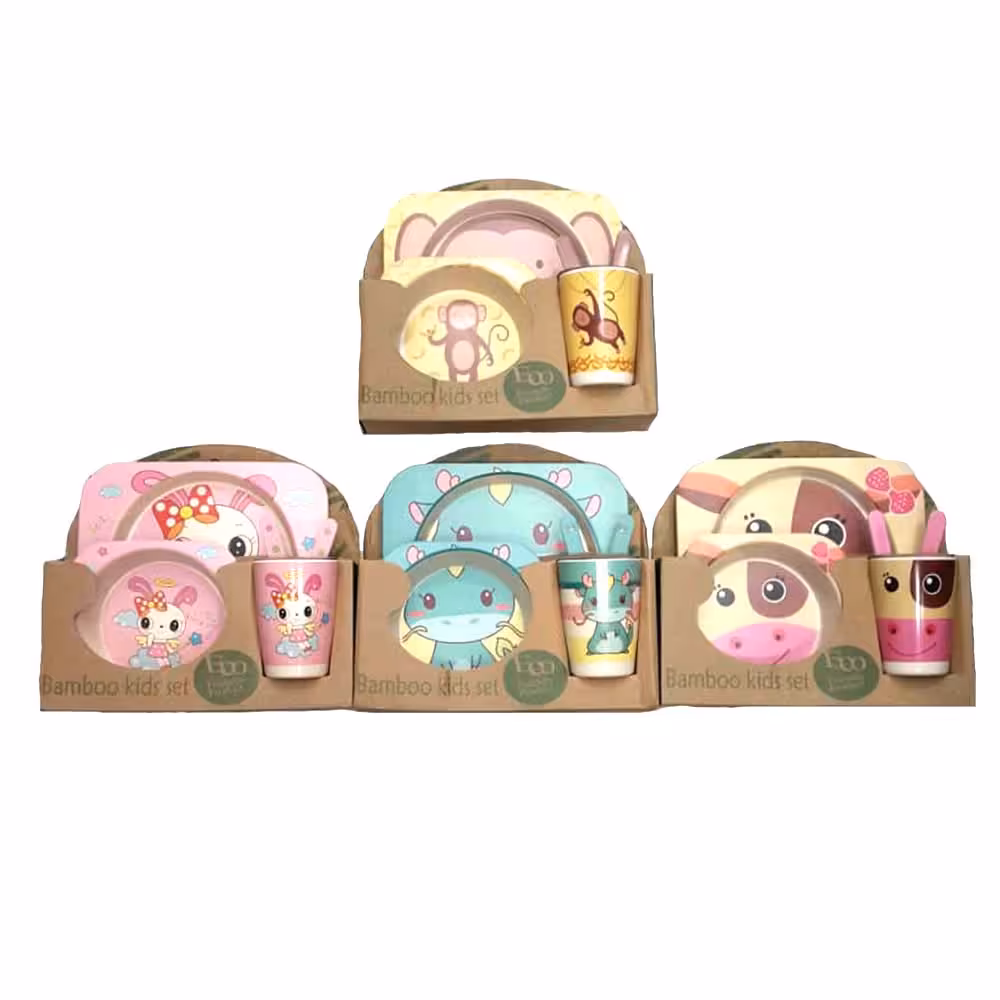 ست ظرف غذای کودک 5 تکه بامبو bamboo