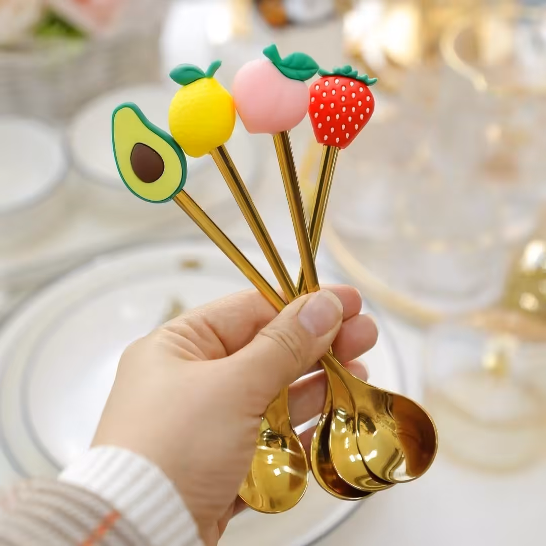 ست قاشق طرح میوه طلایی