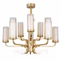 لوستر طلایی پذیرایی پروفیلی فلزی ارزان مدرن جدید آبکاری فورتیک باضمانت 10 شاخه کد M8075